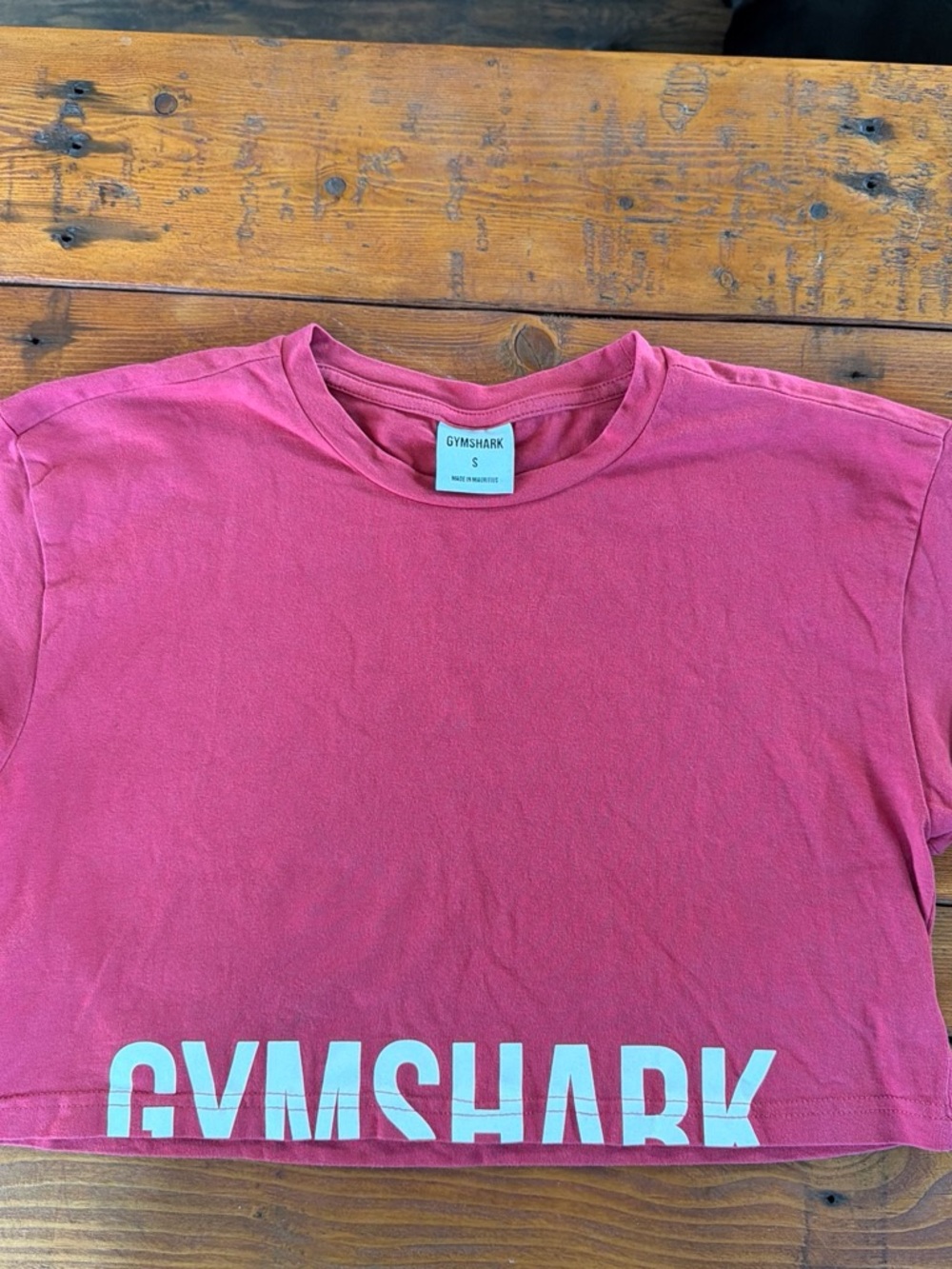 Gymshark Pink Crop Tee with White Logo Hem